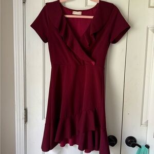Altar’d State Short Sleeve Ruffle Faux Wrap Minidress